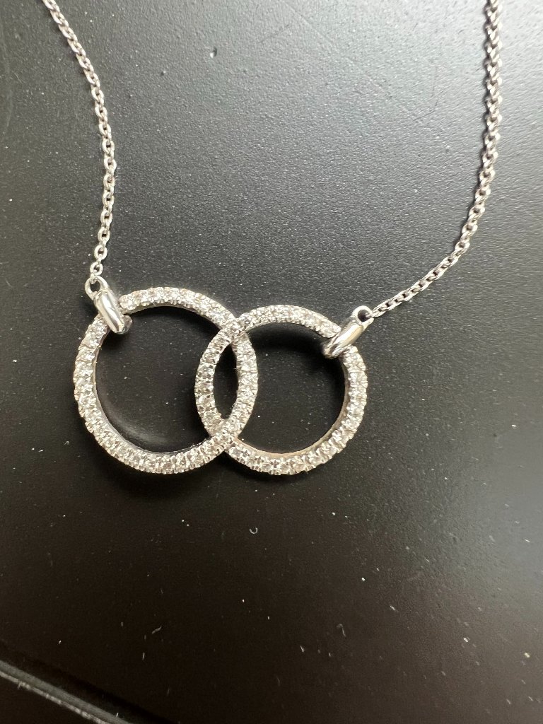 Bony Levy 18k White Gold Diamond Interlocking Circle Necklace (16 In Adjustable)